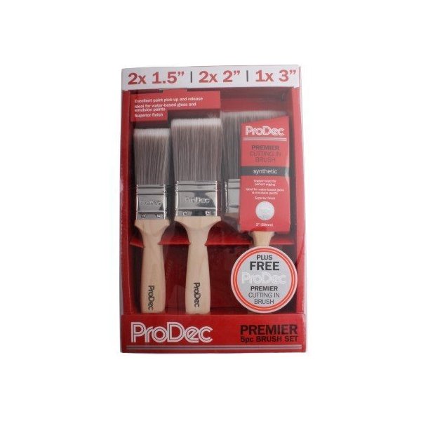 ProDec Premier Комплект синтетични четки 5бр ПОДАРЪК четка за отсичане