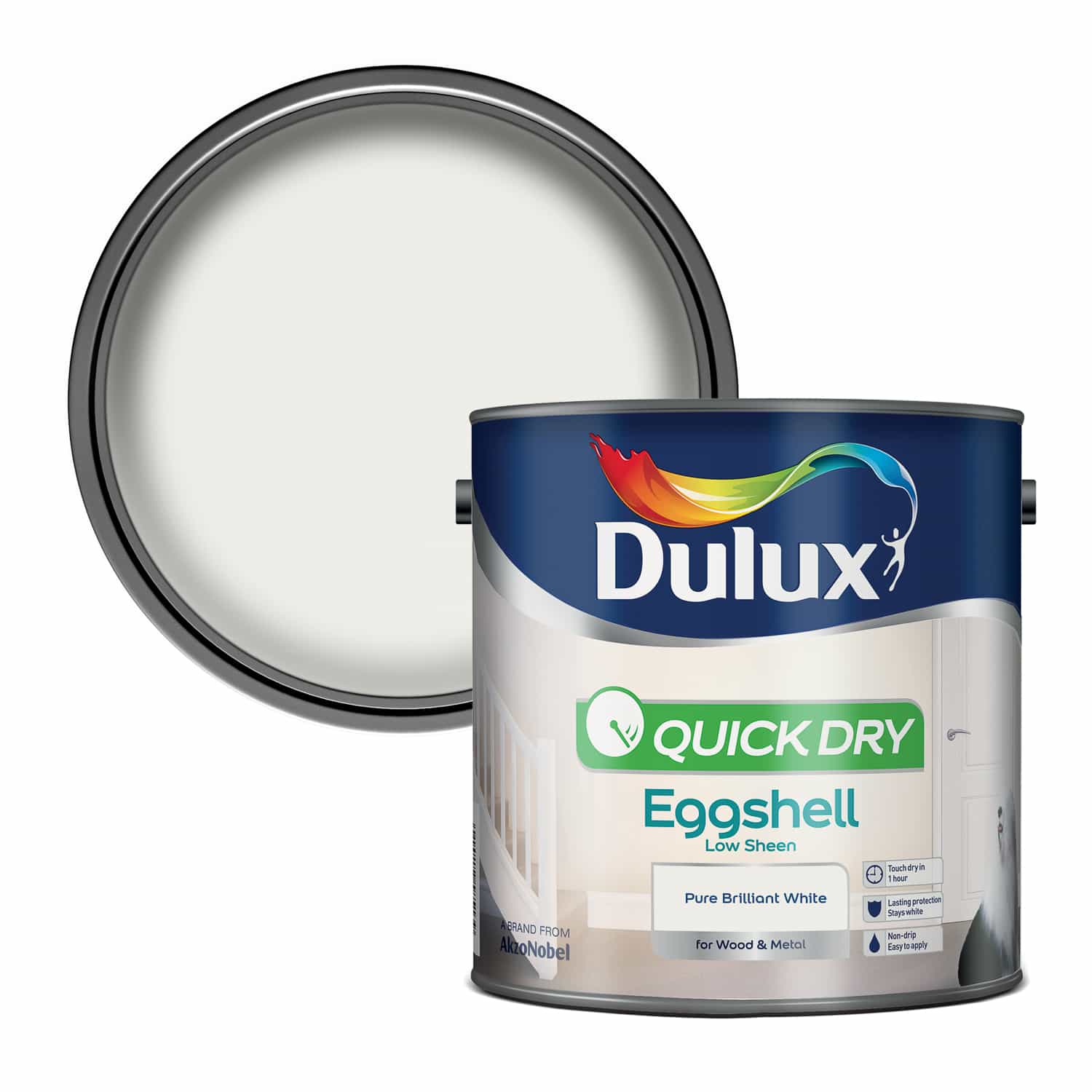 Боя за метал и дърво Dulux Pure brilliant white Eggshell, 2.5L